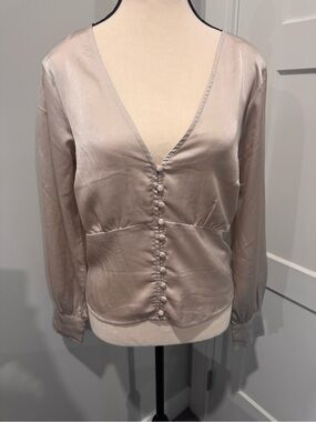 Abercrombie & Fitch Light Taupe/Sand Button-Front Top